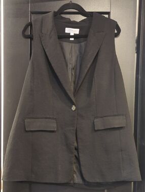 Black Tailored Sleeveless Blazer Vest